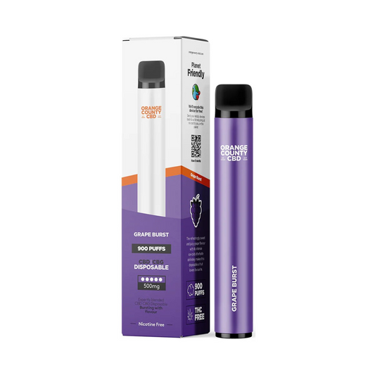 Orange County CBD Vape Pen Grape Burst, 250mg CBD + 250mg CBG, 3 ml