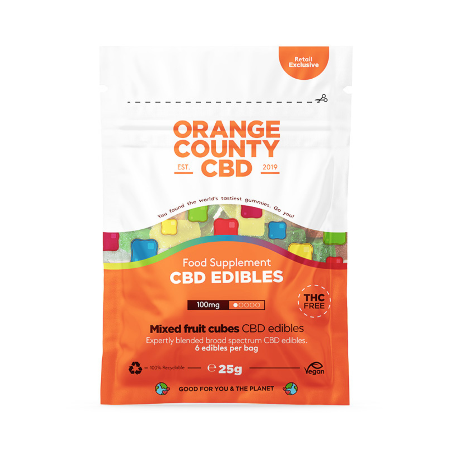 Orange County CBD Cubes 100 мг CBD, 6 бр., 25 г